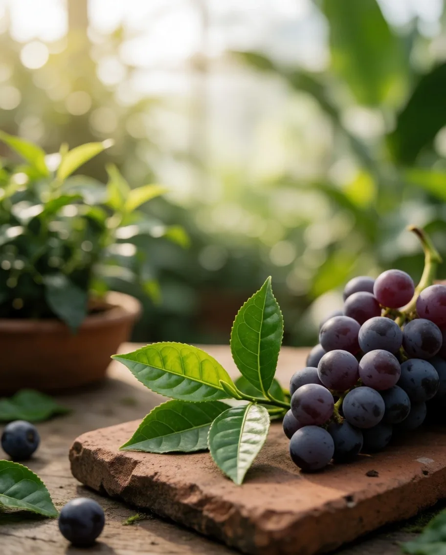 Green tea and grape seed extract in bowls
