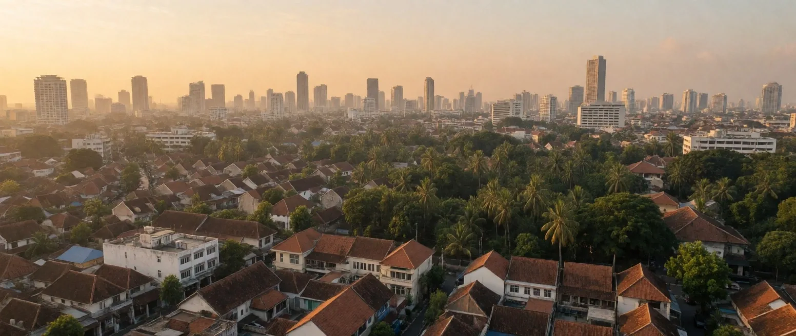 Surabaya cityscape at golden hour